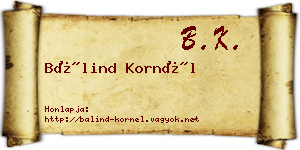 Bálind Kornél névjegykártya