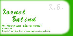 kornel balind business card
